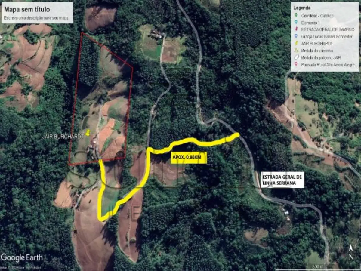 LOTE 001 - Área de 96.800,00m², contendo um galpão, situada na Estrada Geral de Linha Serrana, Santa Clara do Sul/RS