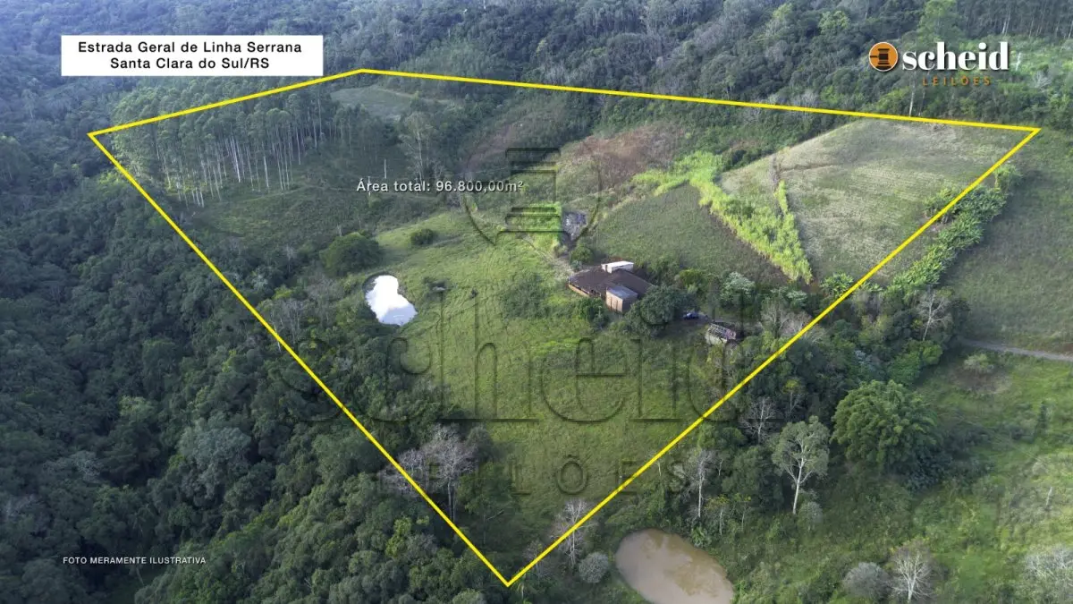 LOTE 001 - Área de 96.800,00m², contendo um galpão, situada na Estrada Geral de Linha Serrana, Santa Clara do Sul/RS