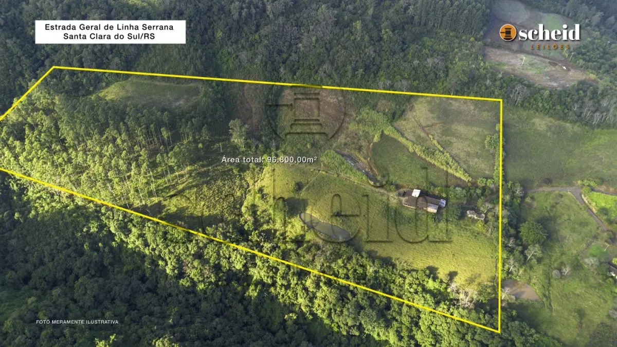 LOTE 001 - Área de 96.800,00m², contendo um galpão, situada na Estrada Geral de Linha Serrana, Santa Clara do Sul/RS