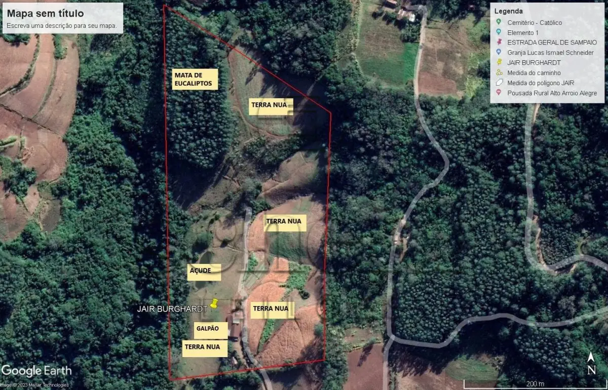 LOTE 001 - Área de 96.800,00m², contendo um galpão, situada na Estrada Geral de Linha Serrana, Santa Clara do Sul/RS