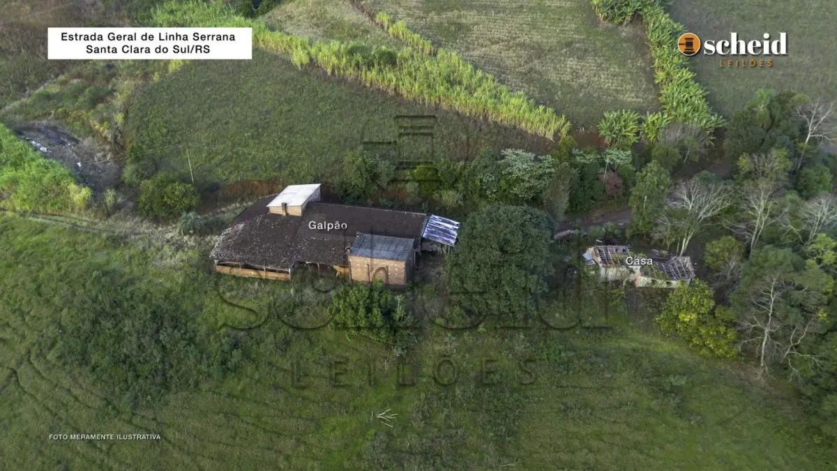 LOTE 001 - Área de 96.800,00m², contendo um galpão, situada na Estrada Geral de Linha Serrana, Santa Clara do Sul/RS