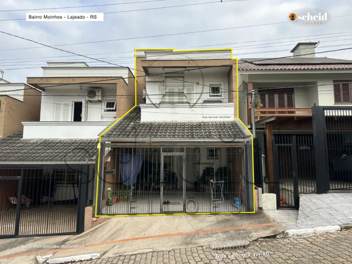 LOTE 001 - Sobrado n° 05,  com a área real privativa de 112,440000m², situado no Residencial Vista dos Moinhos, localizado na Rua Leonora Vivian, nº 252, bairro Moinhos, Lajeado/RS