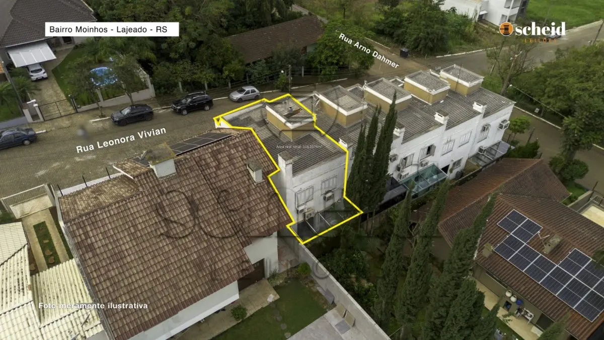 LOTE 001 - Sobrado n° 05,  com a área real privativa de 112,440000m², situado no Residencial Vista dos Moinhos, localizado na Rua Leonora Vivian, nº 252, bairro Moinhos, Lajeado/RS