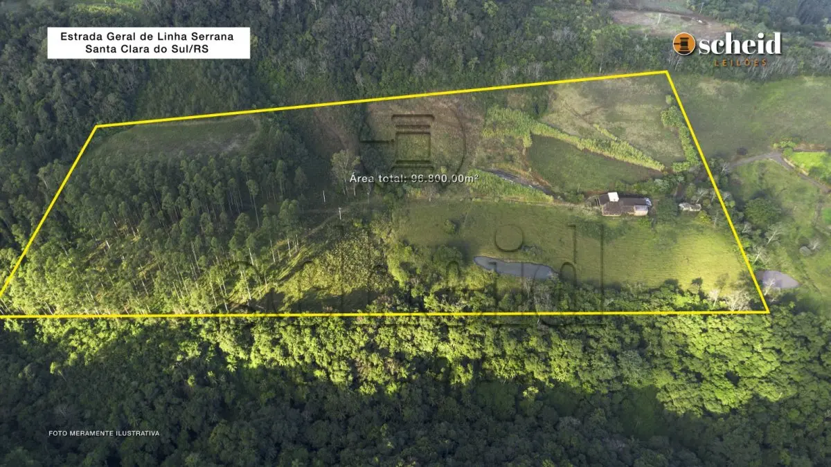 LOTE 001 - Área de 96.800,00m², contendo um galpão, situada na Estrada Geral de Linha Serrana, Santa Clara do Sul/RS