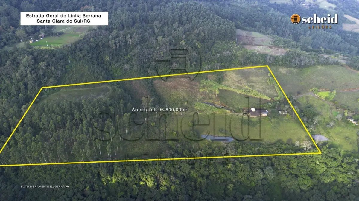 LOTE 001 - Área de 96.800,00m², contendo um galpão, situada na Estrada Geral de Linha Serrana, Santa Clara do Sul/RS