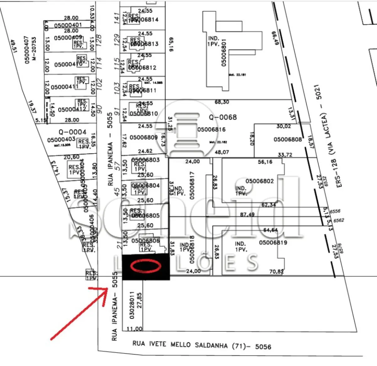 LOTE 003 - Área de 348,00m², contendo uma edificação, localizada na Rua Ipanema, bairro Centro Administrativo, Teutônia/RS