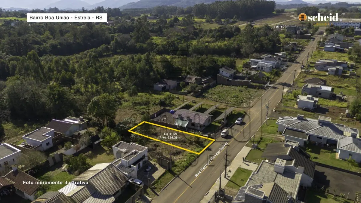 LOTE 002 - Lote 59 – Um terreno urbano, com a superfície de 334,38m², localizado na rua Herbert Fensterseifer, zona urbana do Distrito de Costão, Estrela/RS