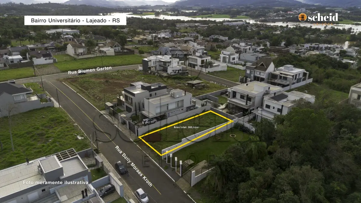 LOTE 003 - Área de 360,00m², sem edificações, localizado Rua Dally Moraes Kroth, bairro Universitário, no Loteamento Blumen Garten II, Lajeado/RS