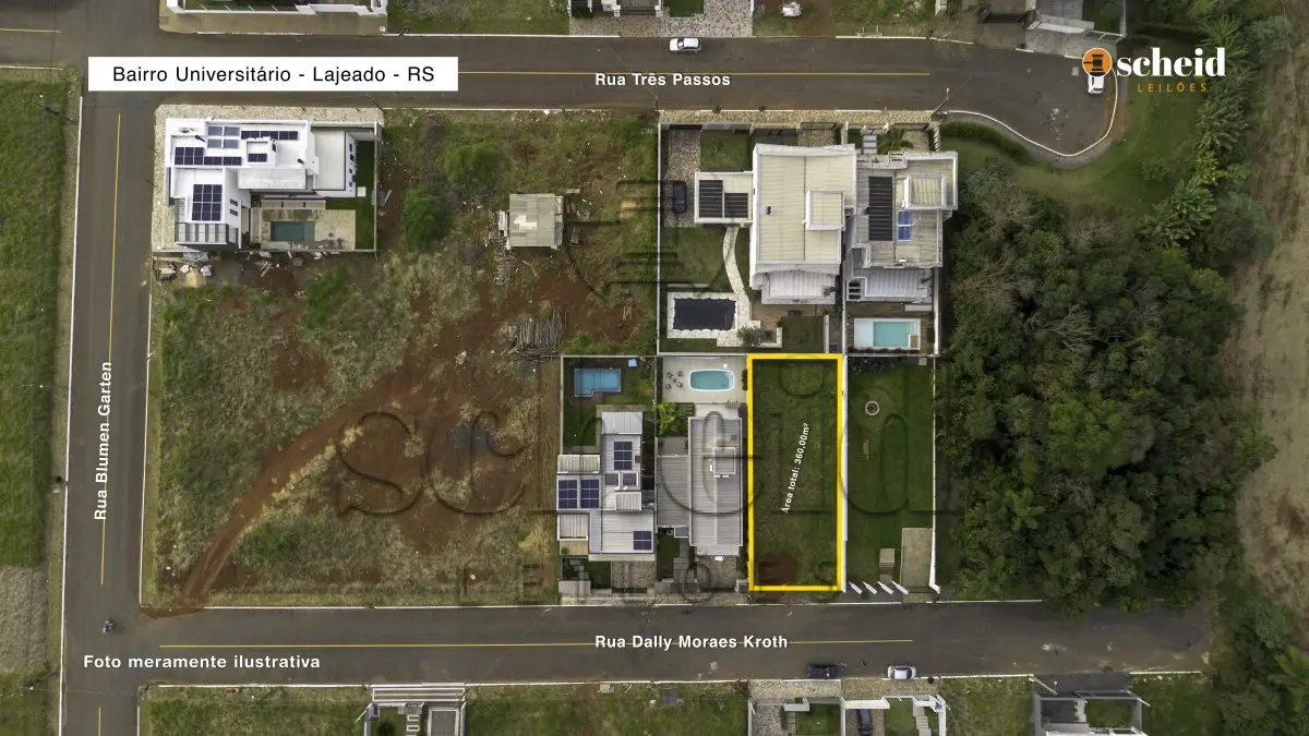 LOTE 003 - Área de 360,00m², sem edificações, localizado Rua Dally Moraes Kroth, bairro Universitário, no Loteamento Blumen Garten II, Lajeado/RS