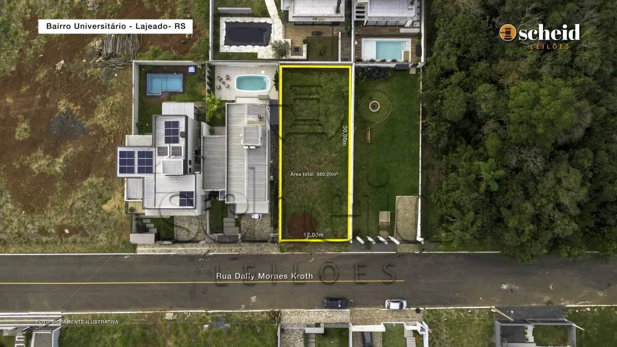 LOTE 003 - Área de 360,00m², sem edificações, localizado Rua Dally Moraes Kroth, bairro Universitário, no Loteamento Blumen Garten II, Lajeado/RS