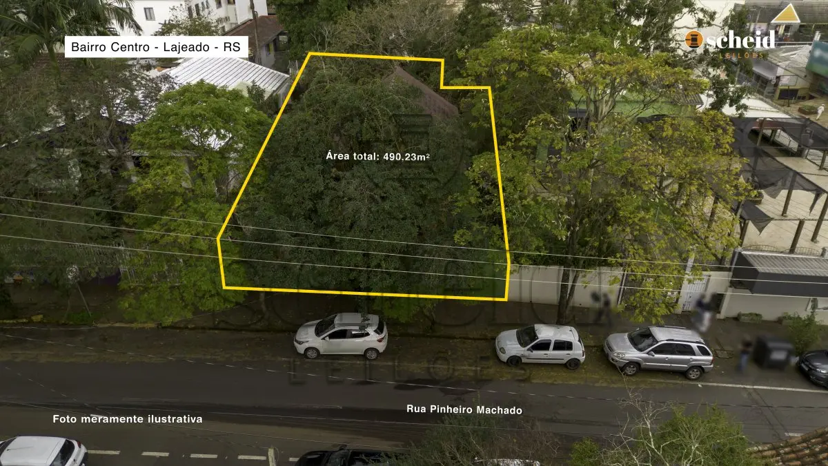 LOTE 001 - Área de 490,23m², contendo uma casa residencial de alvenaria com 77,00m², um galpão de madeira com 11 50m² e um telheiro de madeira com 21,00m², localizado na Rua Pinheiro Machado, nº 198, bairro Centro, Lajeado/RS