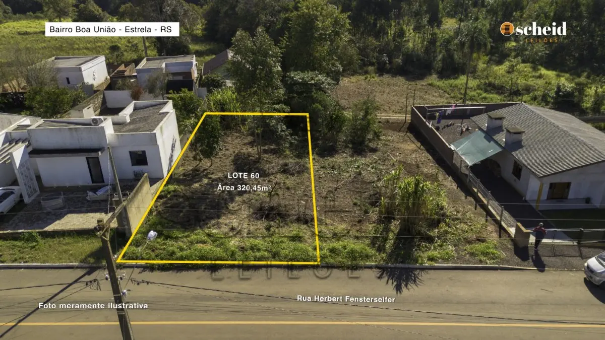 LOTE 003 - Lote 60 – Um terreno urbano, com a superfície de 320,45m², localizado na Rua Herbert Fensterseifer, zona urbana do Distrito de Costão, Estrela/RS