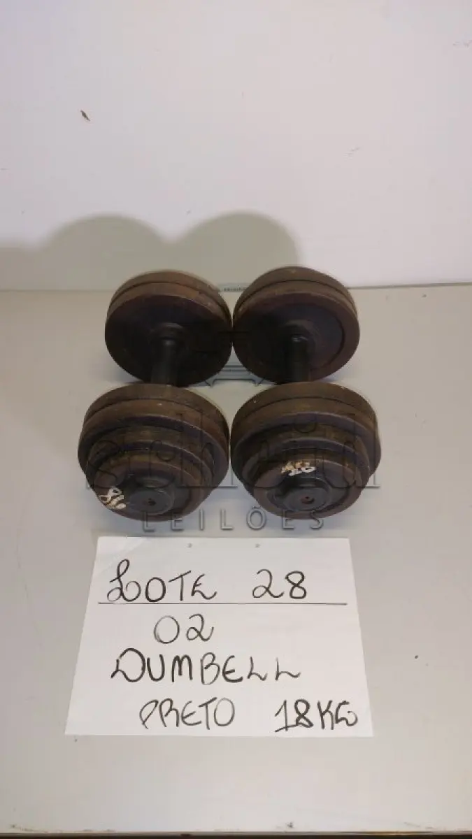 LOTE 028 - 02 DUMBBELL 18 KG PRETO