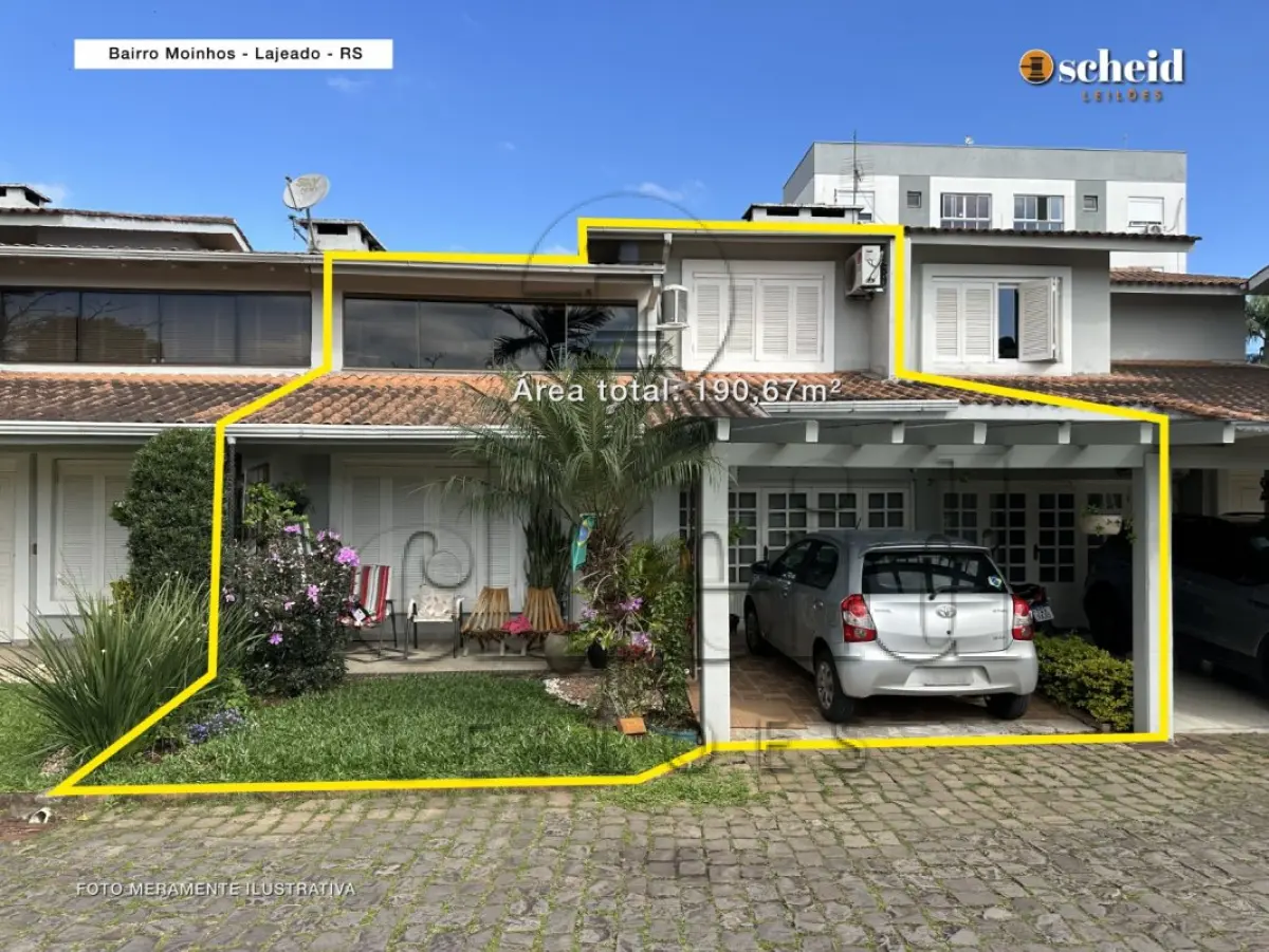 LOTE 002 - Casa nº 10, com área total de construção de 190,67m²; localizada no Condomínio Residencial Flamboyan, sito à rua Padre Theodoro Amstadt, nº 1167, Moinhos, Lajeado/RS