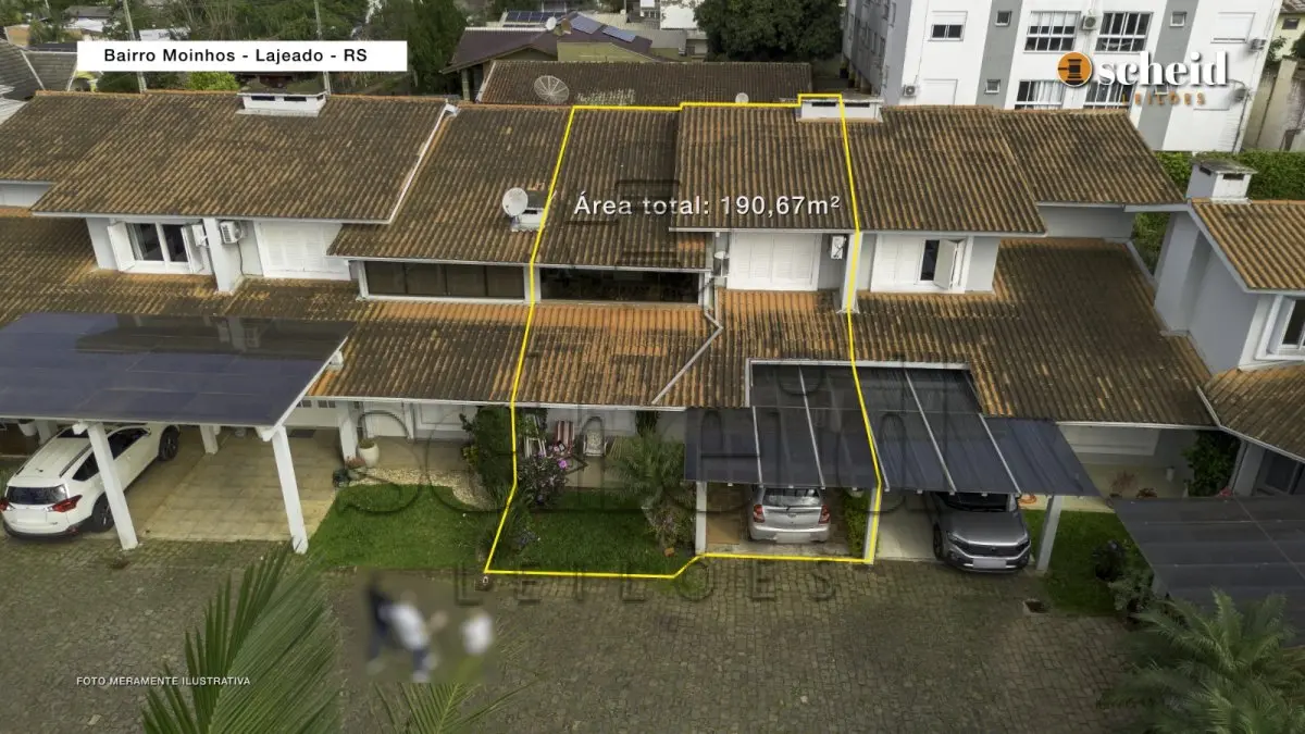 LOTE 002 - Casa nº 10, com área total de construção de 190,67m²; localizada no Condomínio Residencial Flamboyan, sito à rua Padre Theodoro Amstadt, nº 1167, Moinhos, Lajeado/RS