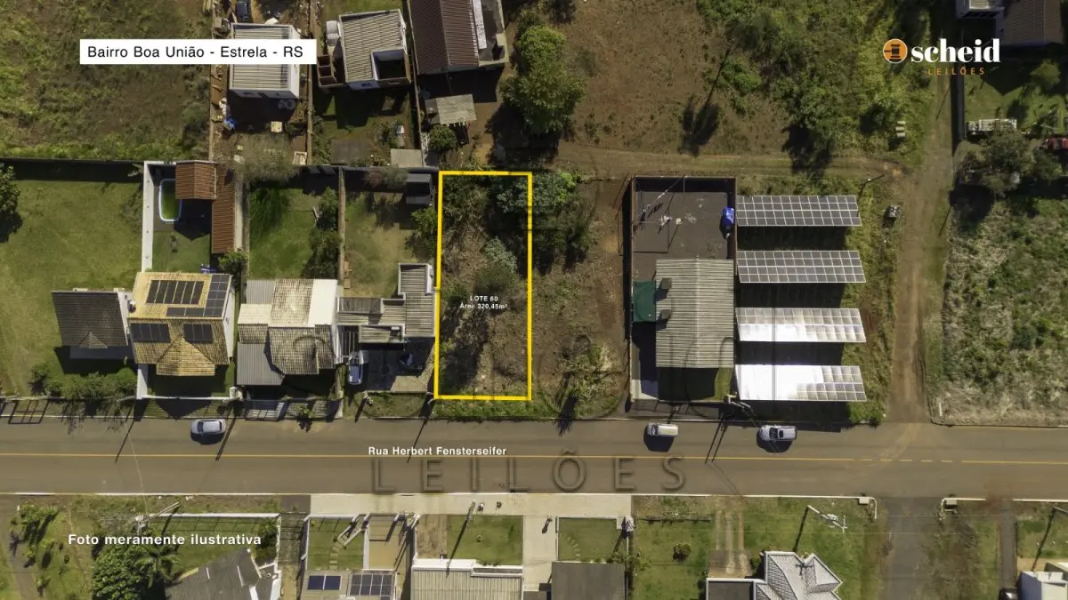 LOTE 003 - Lote 60 – Um terreno urbano, com a superfície de 320,45m², localizado na Rua Herbert Fensterseifer, zona urbana do Distrito de Costão, Estrela/RS