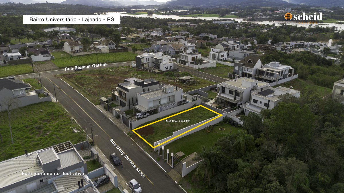 LOTE 003 - Área de 360,00m², sem edificações, localizado Rua Dally Moraes Kroth, bairro Universitário, no Loteamento Blumen Garten II, Lajeado/RS