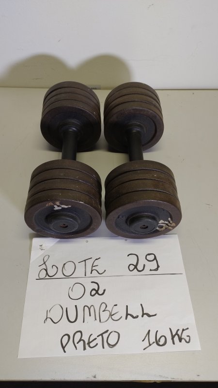 LOTE 029 - 02 DUMBBELL 16 KG PRETO