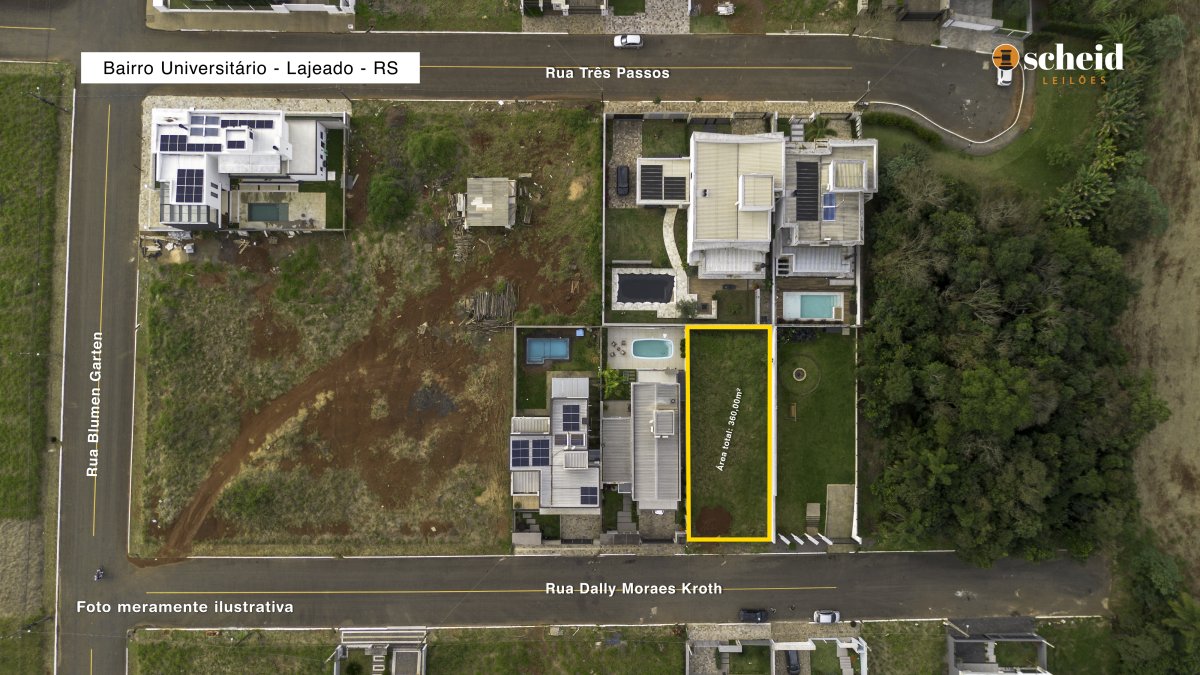 LOTE 003 - Área de 360,00m², sem edificações, localizado Rua Dally Moraes Kroth, bairro Universitário, no Loteamento Blumen Garten II, Lajeado/RS