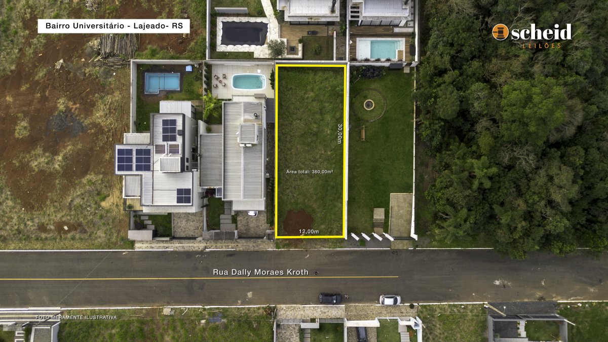 LOTE 003 - Área de 360,00m², sem edificações, localizado Rua Dally Moraes Kroth, bairro Universitário, no Loteamento Blumen Garten II, Lajeado/RS