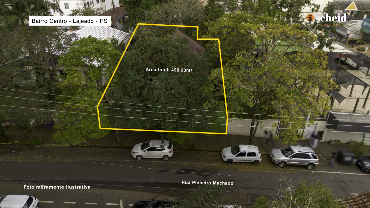 LOTE 001 - Área de 490,23m², contendo uma casa residencial de alvenaria com 77,00m², um galpão de madeira com 11 50m² e um telheiro de madeira com 21,00m², localizado na Rua Pinheiro Machado, nº 198, bairro Centro, Lajeado/RS