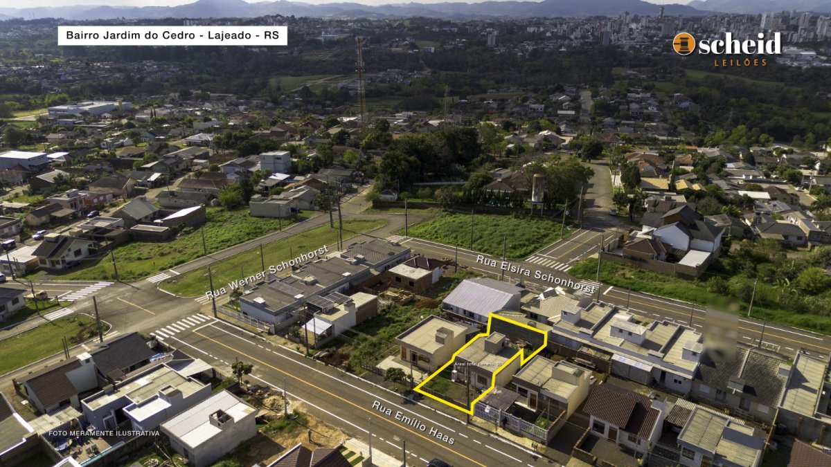 LOTE 003 - Área de 200,00m², contendo uma casa residencial em alvenaria com 46,85m², localizado na Rua Emílio Haas, nº 1.132, bairro Jardim do Cedro, Lajeado/RS