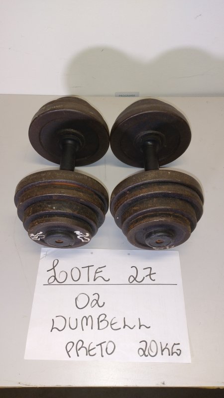 LOTE 027 - 02 DUMBBELL 20 KG PRETO