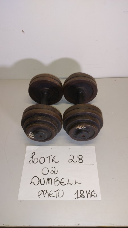 LOTE 028 - 02 DUMBBELL 18 KG PRETO