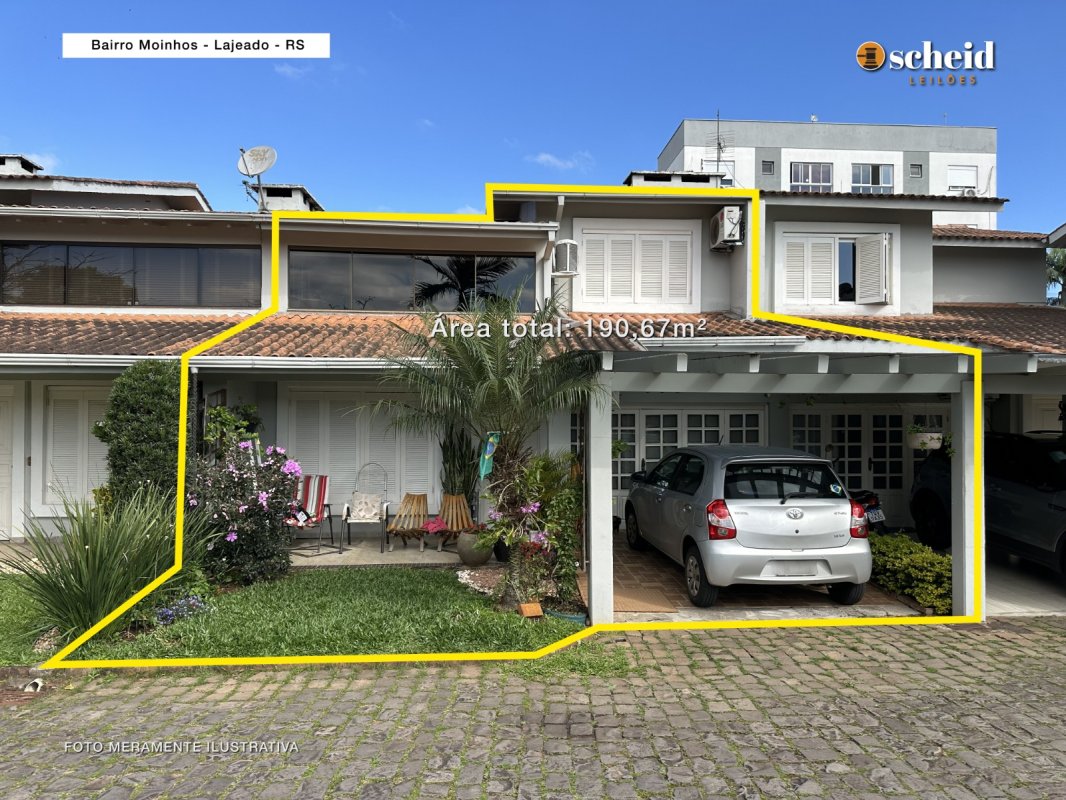 LOTE 002 - Casa nº 10, com área total de construção de 190,67m²; localizada no Condomínio Residencial Flamboyan, sito à rua Padre Theodoro Amstadt, nº 1167, Moinhos, Lajeado/RS